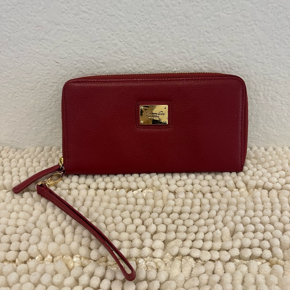 Kenneth Cole Red Leather Wristlet Wallet